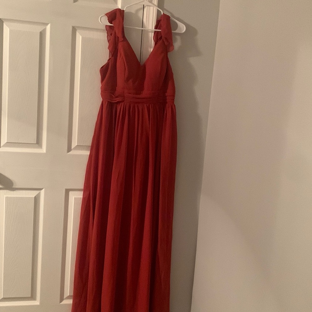 Rust colored dress from SHEIN. Size XL fits great. Great mothers wedding dress